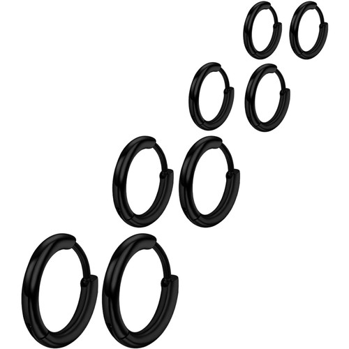 Schwarze edelstahl creolen set - schwarze,